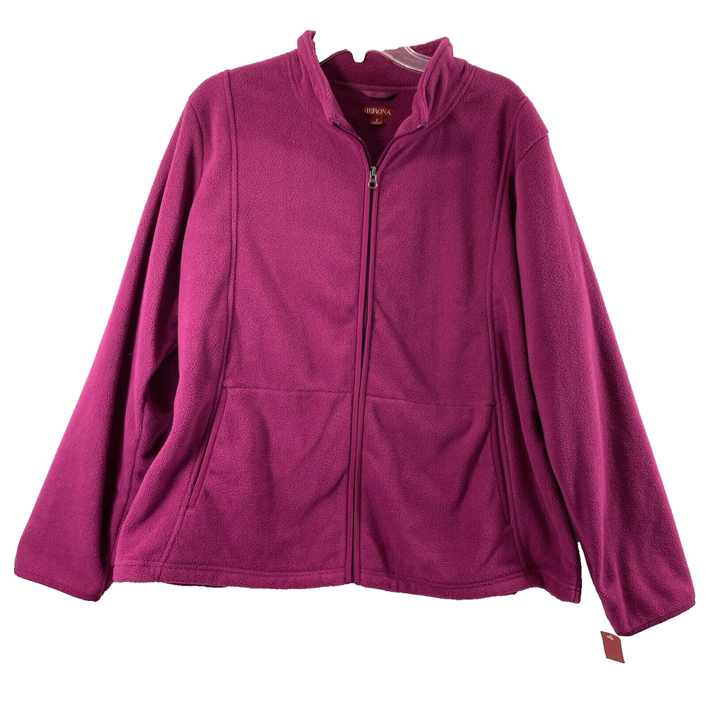 Merona‎ Fleece Jacket Womens Size 2X Full Zip Pink Lightweight Cozycore Casual